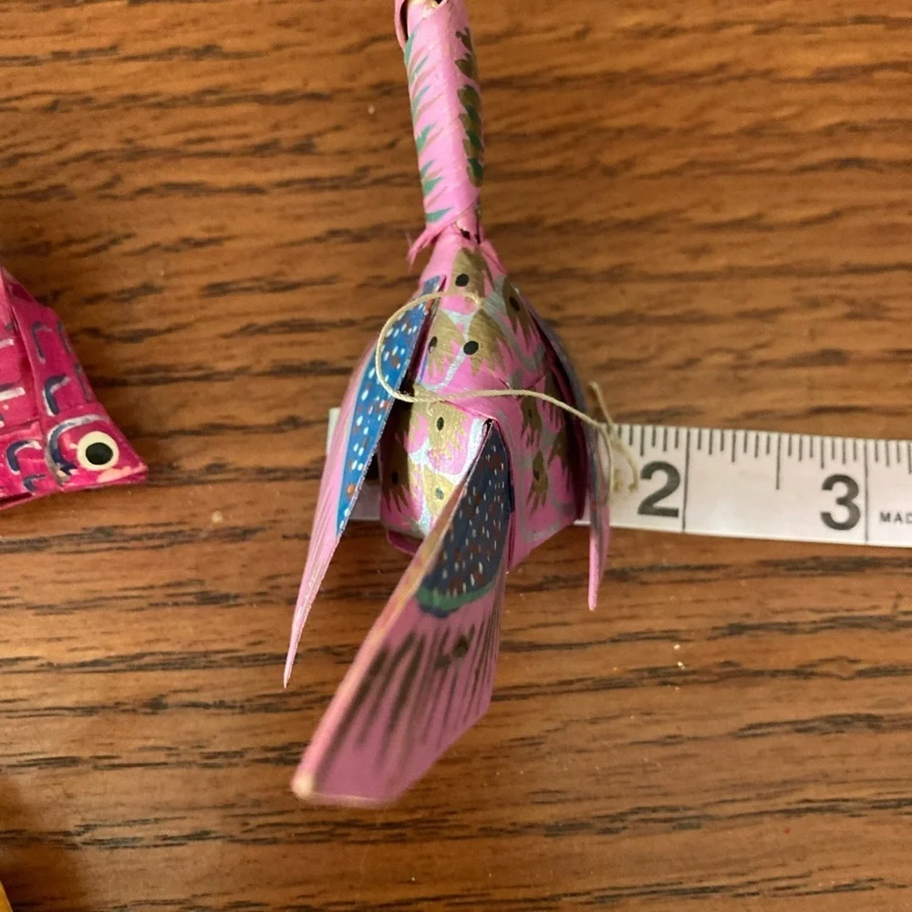 Hanging birds and fish Vintage Oragami painted missing some paint